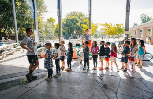 Campers lining up for activity