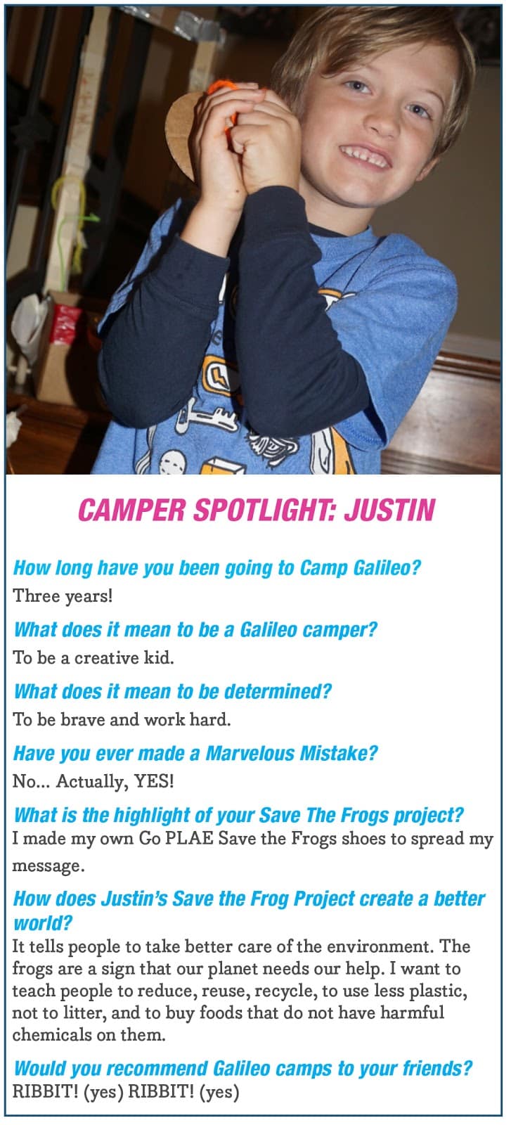 Camper Spotlight: Justin from Save the Frogs Project