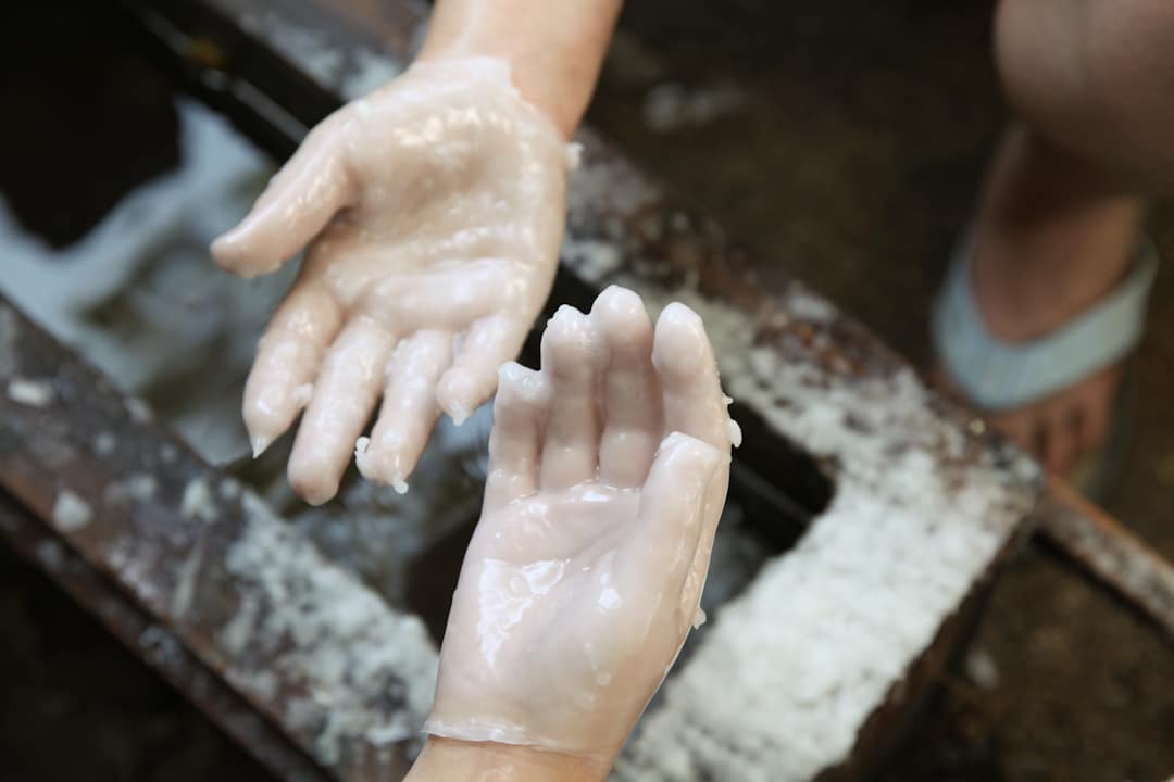 Wax drying on hands